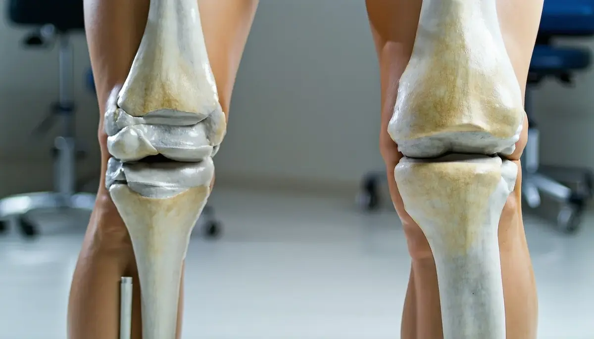 Illustration of the knee joint showing bones and cartilage
